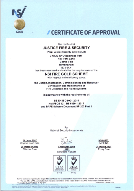 NSI Fire Gold Accredited Installer